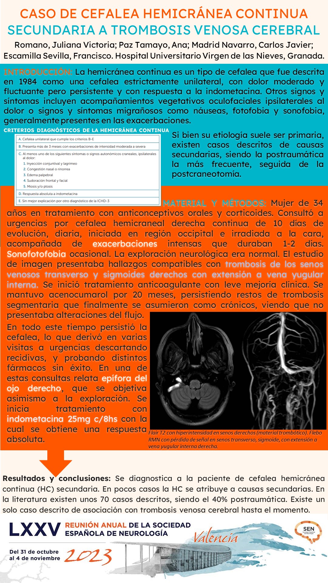 Caso de cefalea hemicránea continua secundaria a trombosis venosa cerebral
