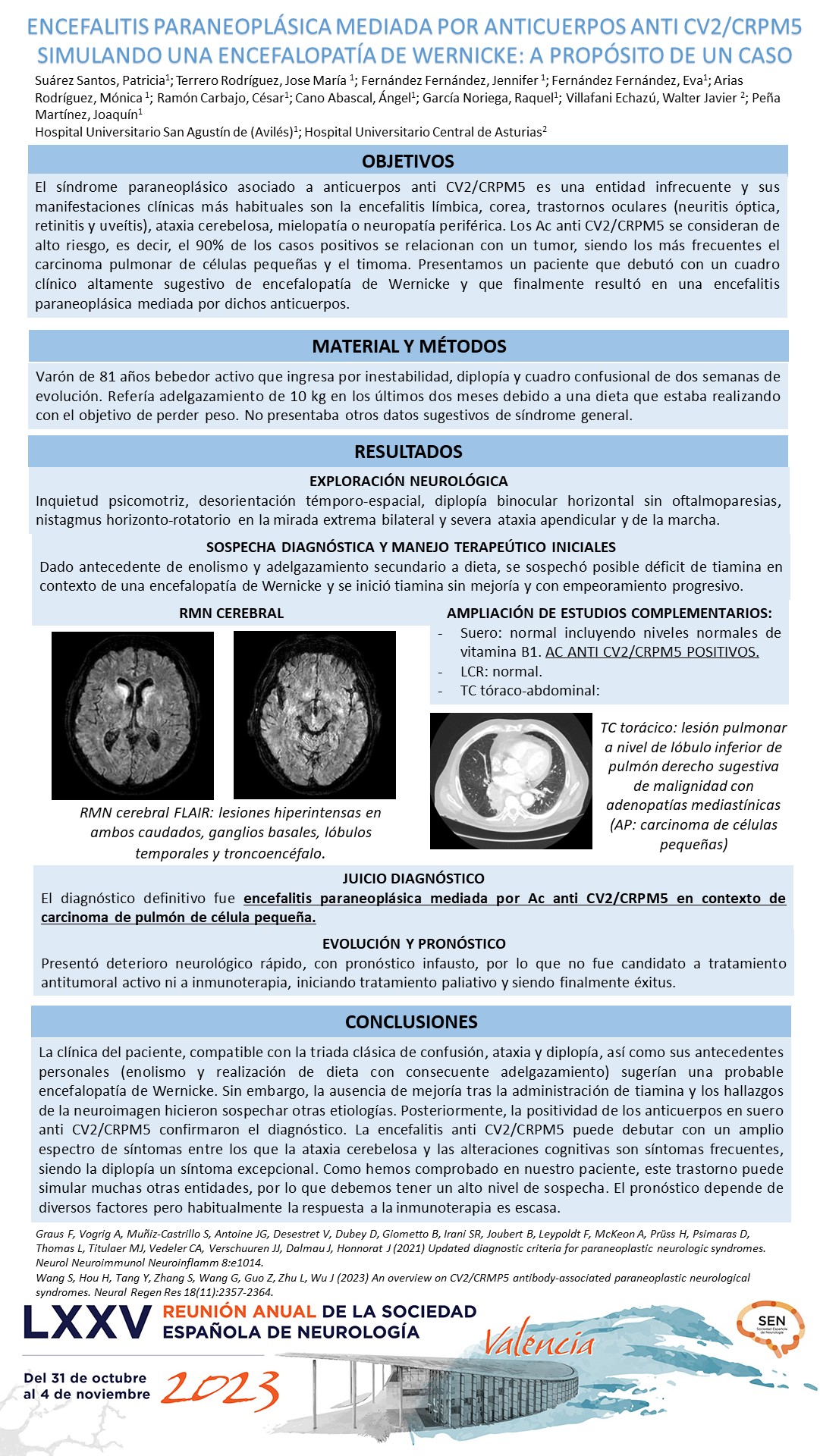Encefalitis paraneoplásica mediada por anticuerpos anti CV2/CRPM5 simulando una encefalopatía de Wernicke: a propósito de un caso