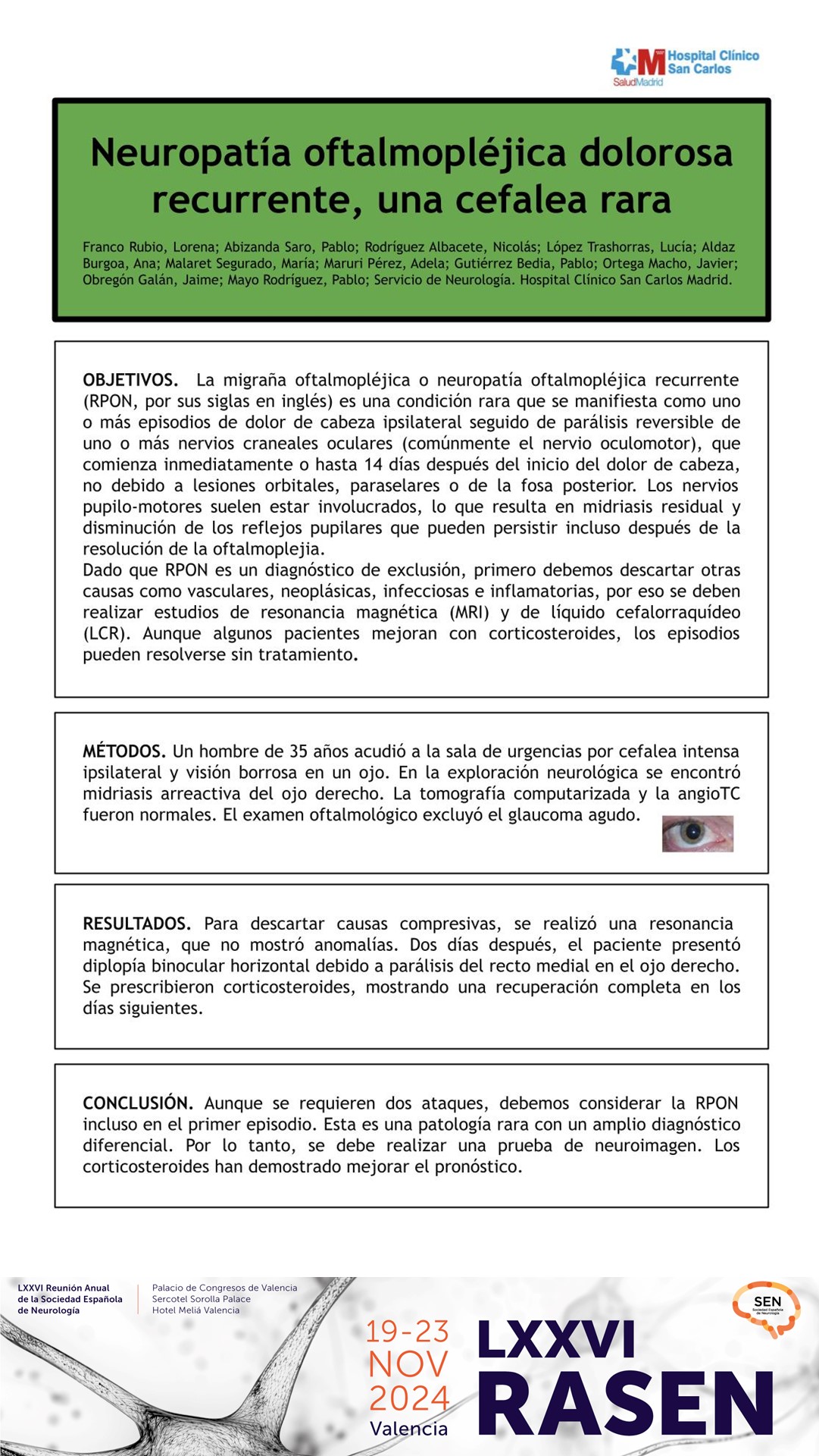 Neuropatía oftalmopléjica dolorosa recurrente, una cefalea rara