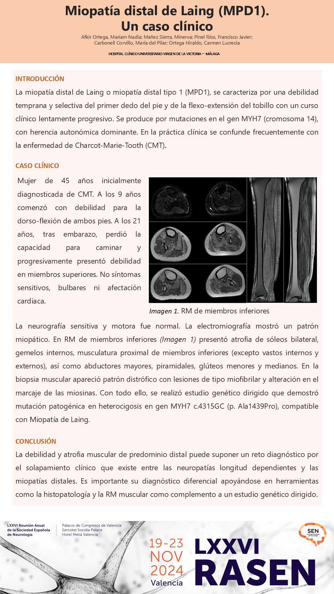 Miopatía distal de Laing (MPD1). Un caso clínico