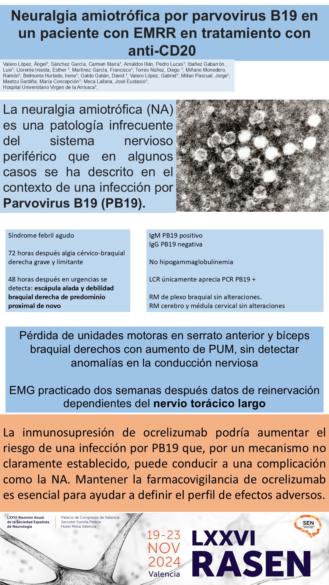 Neuralgia amiotrófica por parvovirus B19 en un paciente con EMRR en tratamiento con anti-CD20