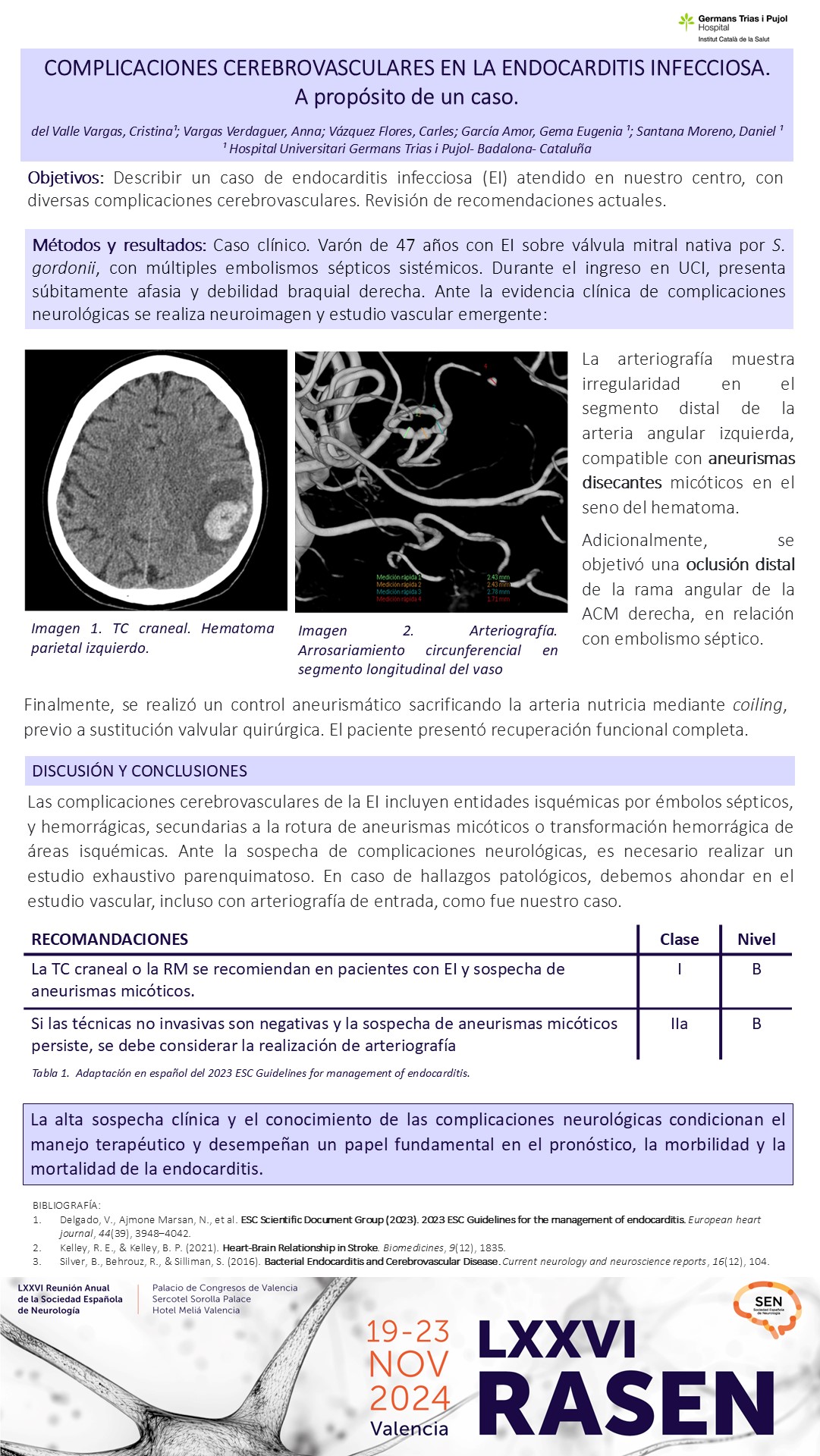 Complicaciones cerebrovasculares en un paciente con endocarditis infecciosa. A propósito de un caso