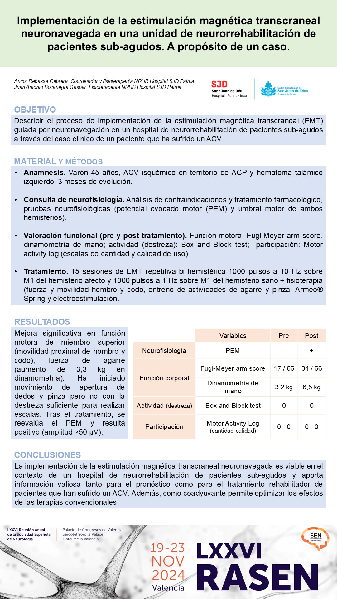 Implementación de la estimulación magnética transcraneal neuronavegada en una unidad de neurorrehabilitación de subagudos. A propósito de un caso