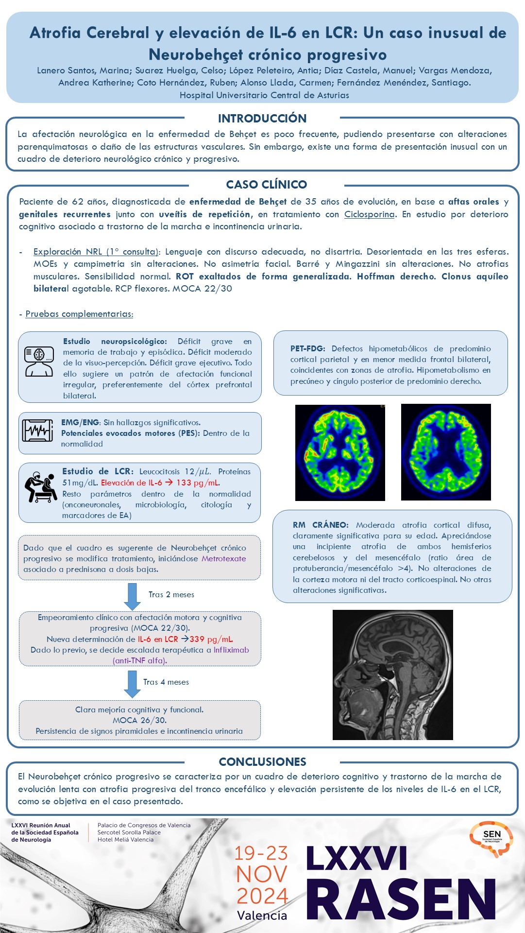 Atrofia Cerebral y elevación de IL-6 en LCR: Un caso inusual de Neurobehçet crónico progresivo