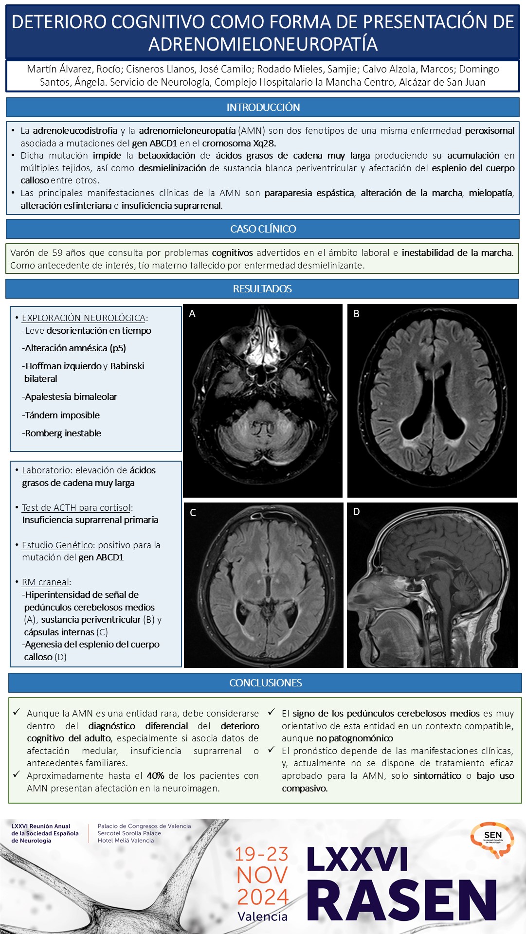 Deterioro cognitivo como forma de presentación de adrenomieloneuropatía