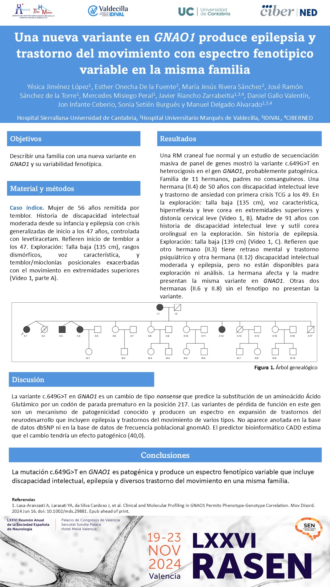Una nueva variante en GNAO1 produce epilepsia y trastorno del movimiento con espectro fenotípico variable en la misma familia