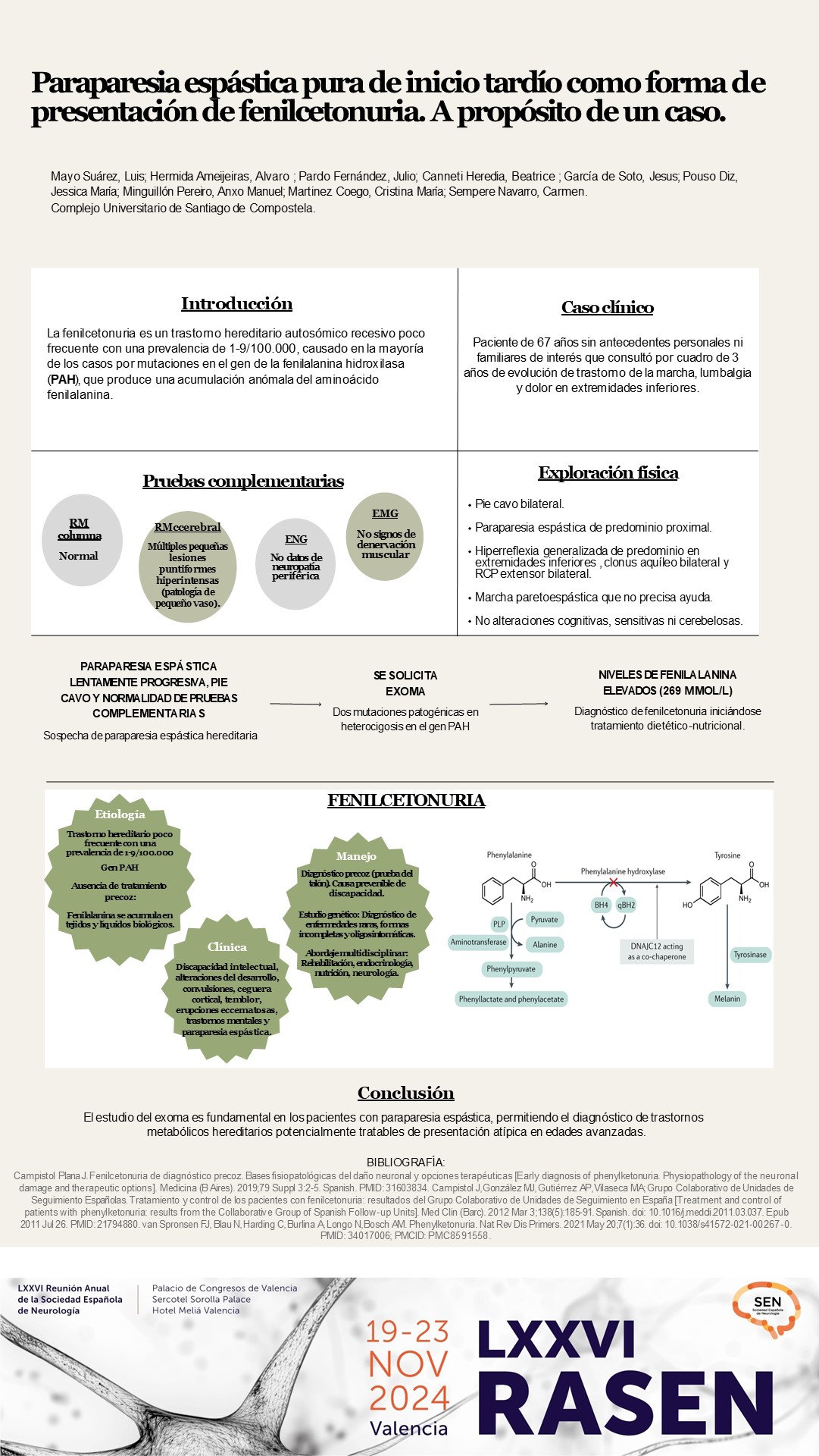 Paraparesia espástica pura de inicio tardío como forma de presentación de fenilcetonuria. A propósito de un caso