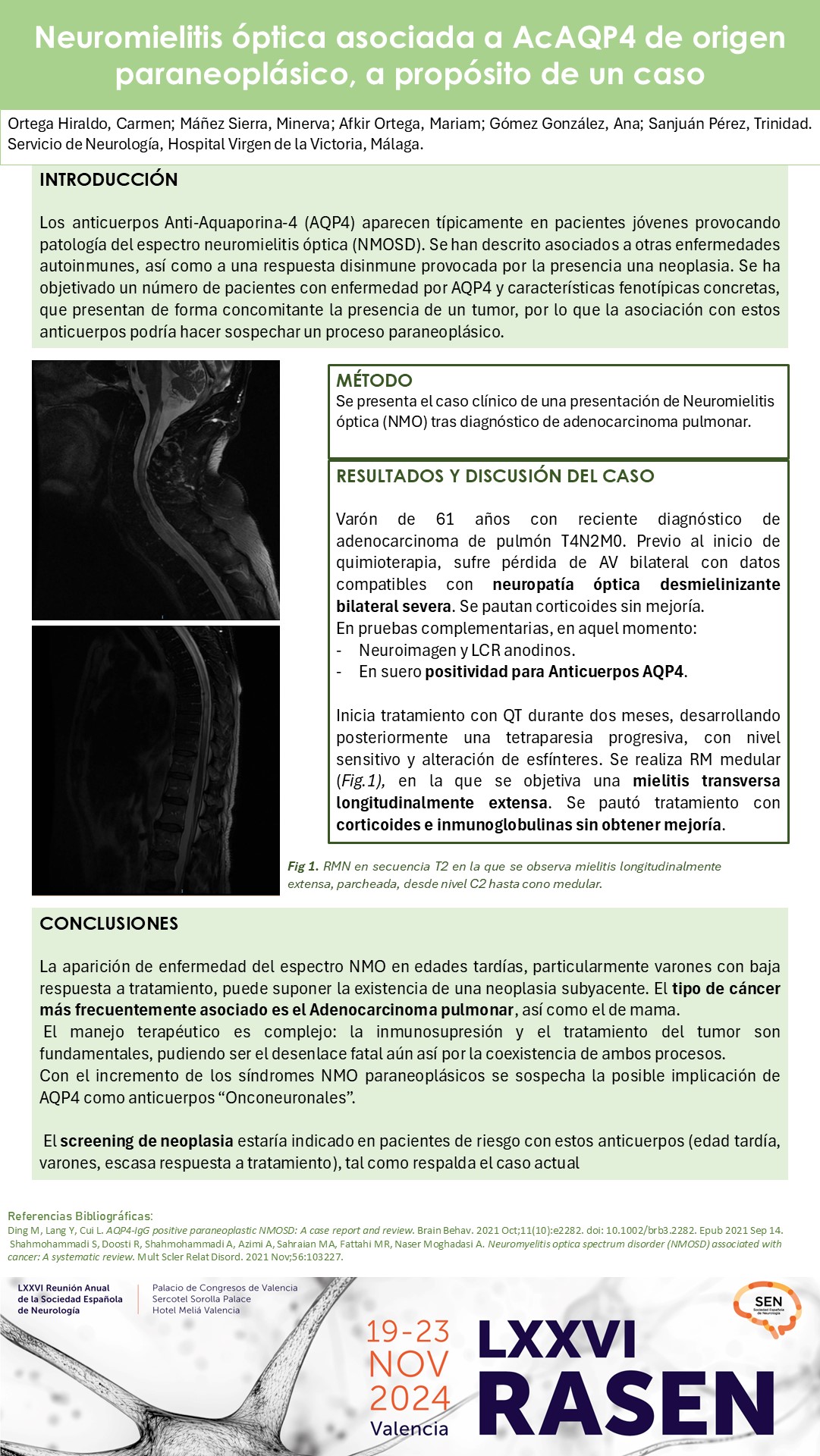 Neuromielitis óptica asociada a AcAQP4 de origen paraneoplásico, a propósito de un caso