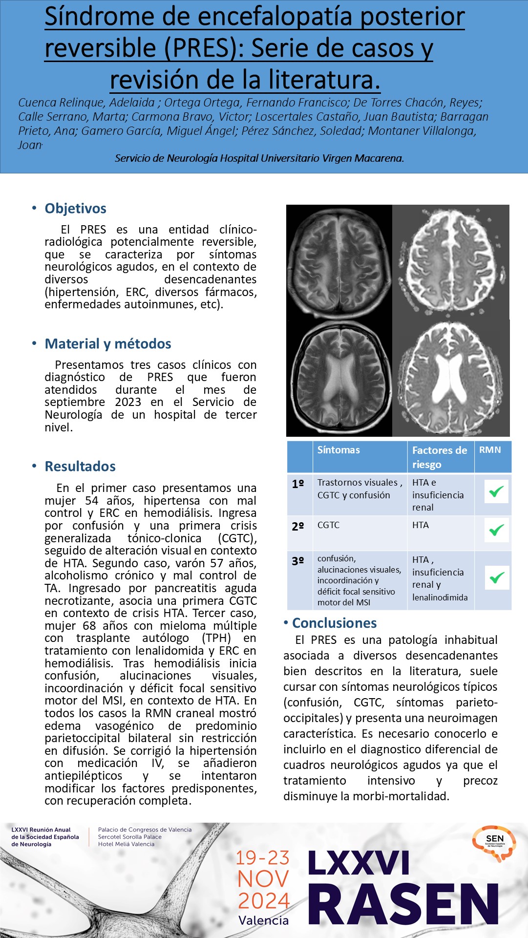 Síndrome de encefalopatía posterior reversible (PRES): Serie de casos y revisión de la literatura