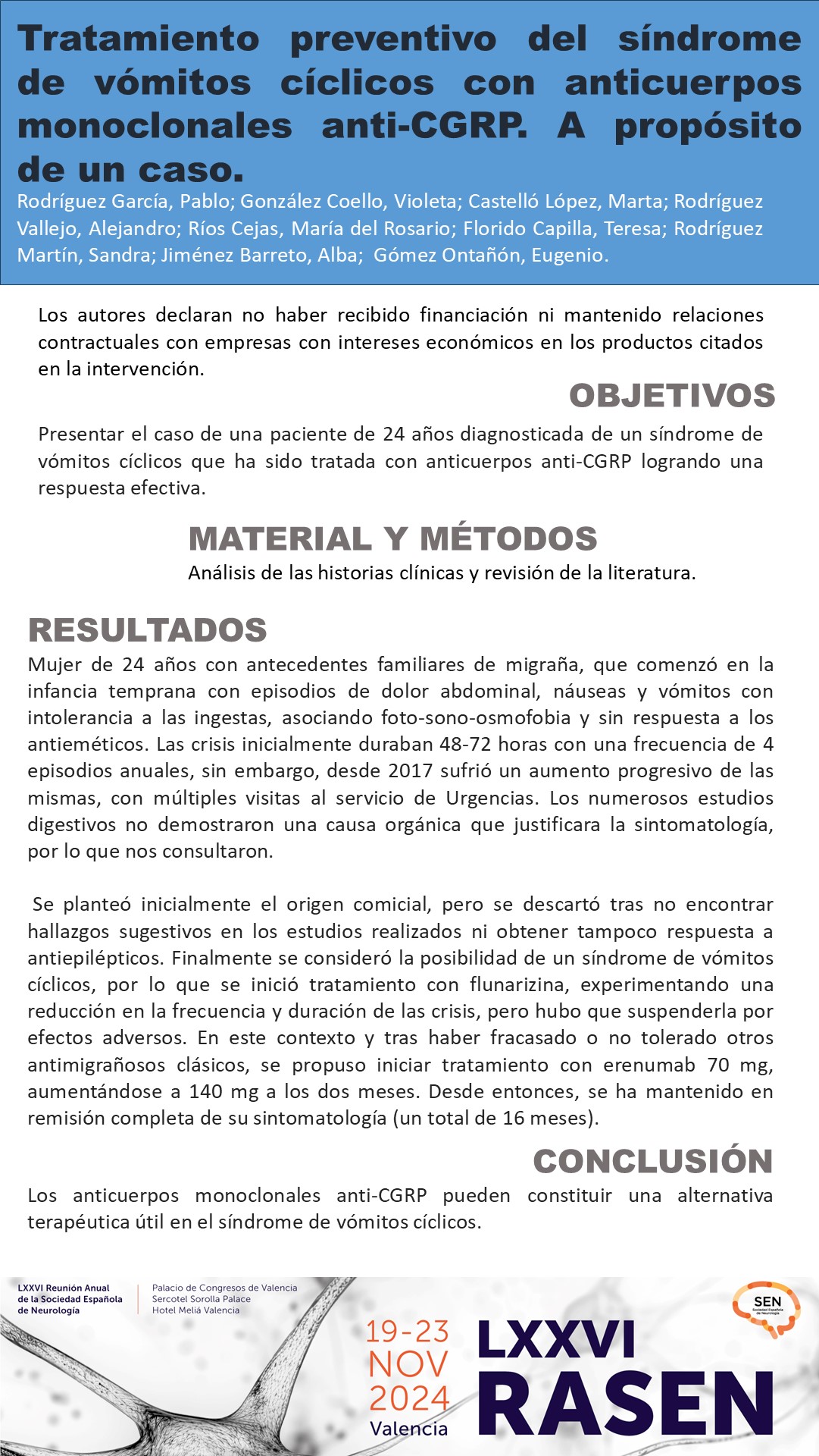 Tratamiento preventivo del síndrome de vómitos cíclicos con anticuerpos monoclonales anti-CGRP. A propósito de un caso