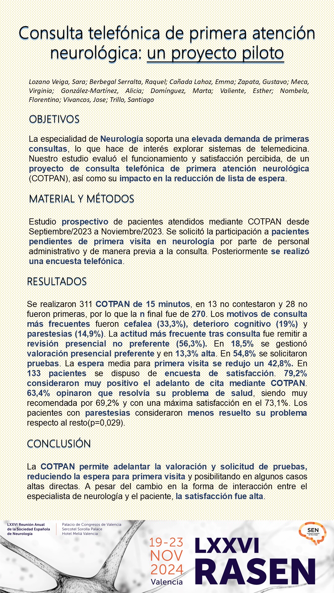 Consulta telefónica de primera atención neurológica: un proyecto piloto