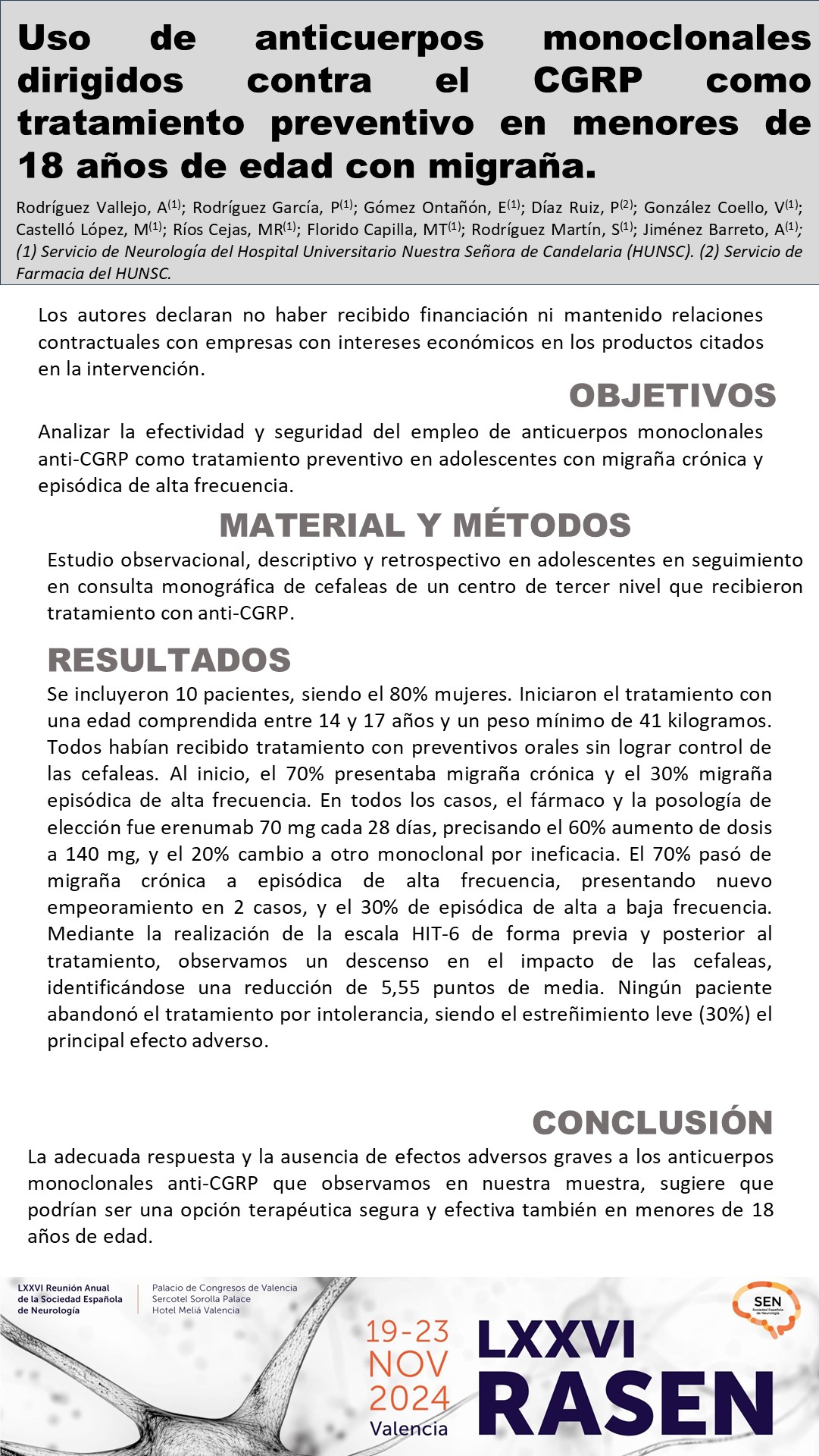 Uso de anticuerpos monoclonales dirigidos contra el CGRP como tratamiento preventivo en menores de 18 años de edad con migraña