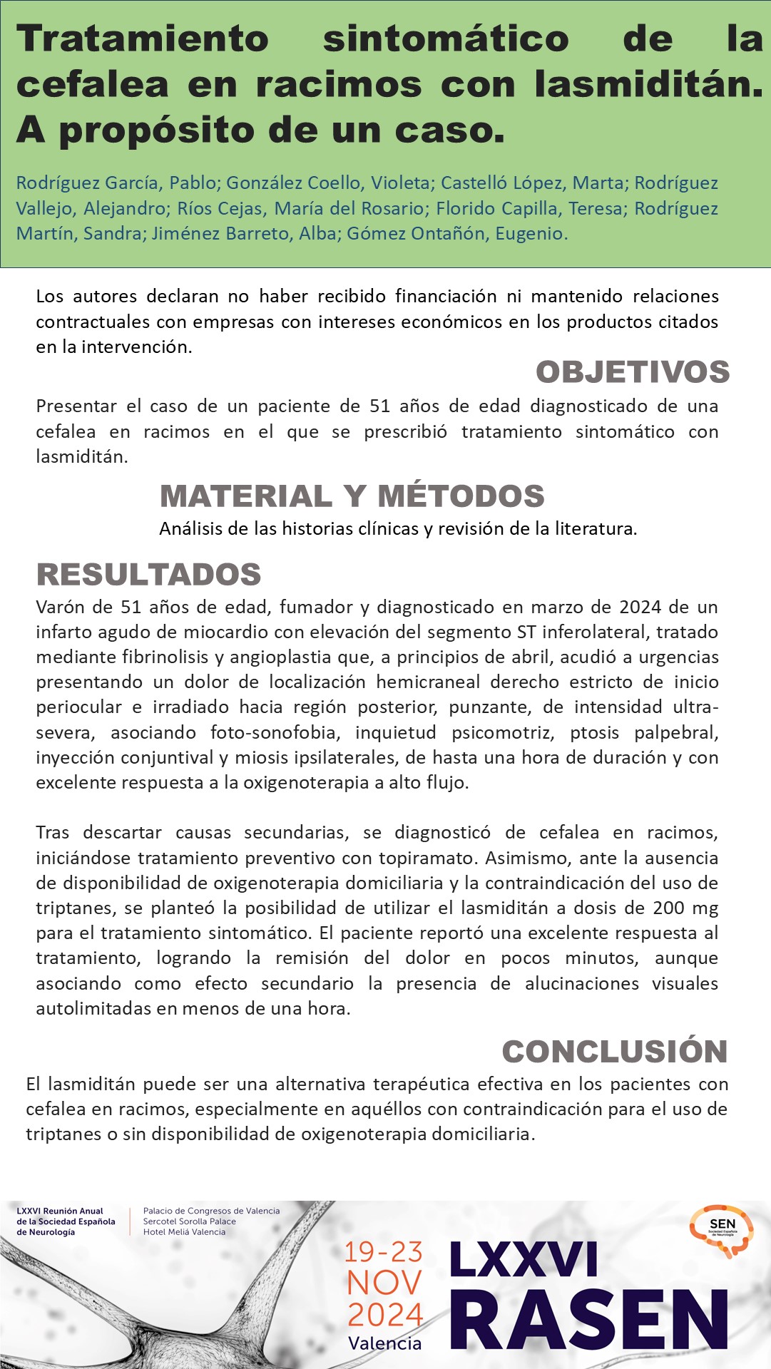 Tratamiento sintomático de la cefalea en racimos con lasmiditán. A propósito de un caso