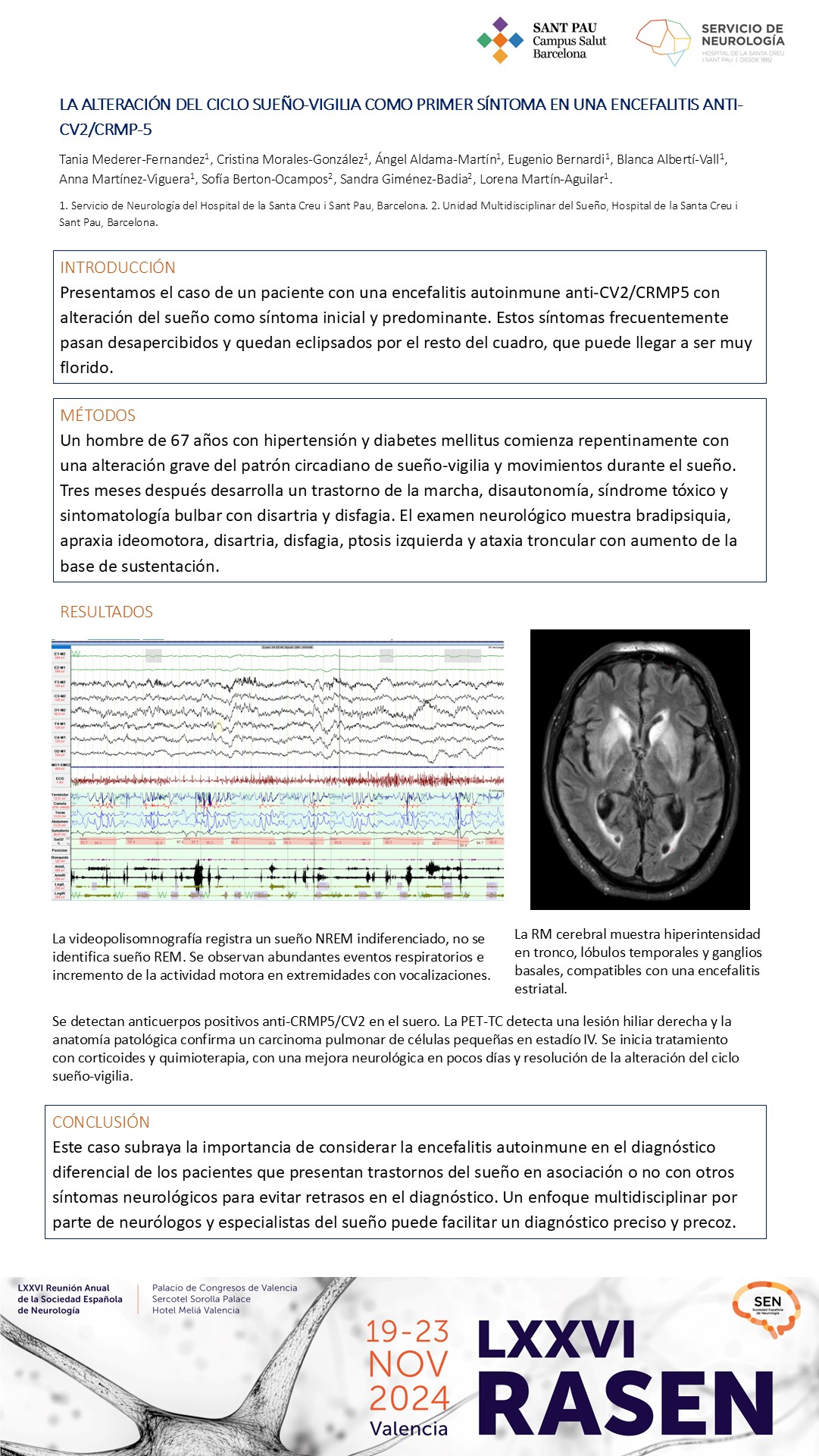 La alteración del ciclo sueño-vigilia como primer síntoma en una encefalitis anti-CV2/CRMP-5